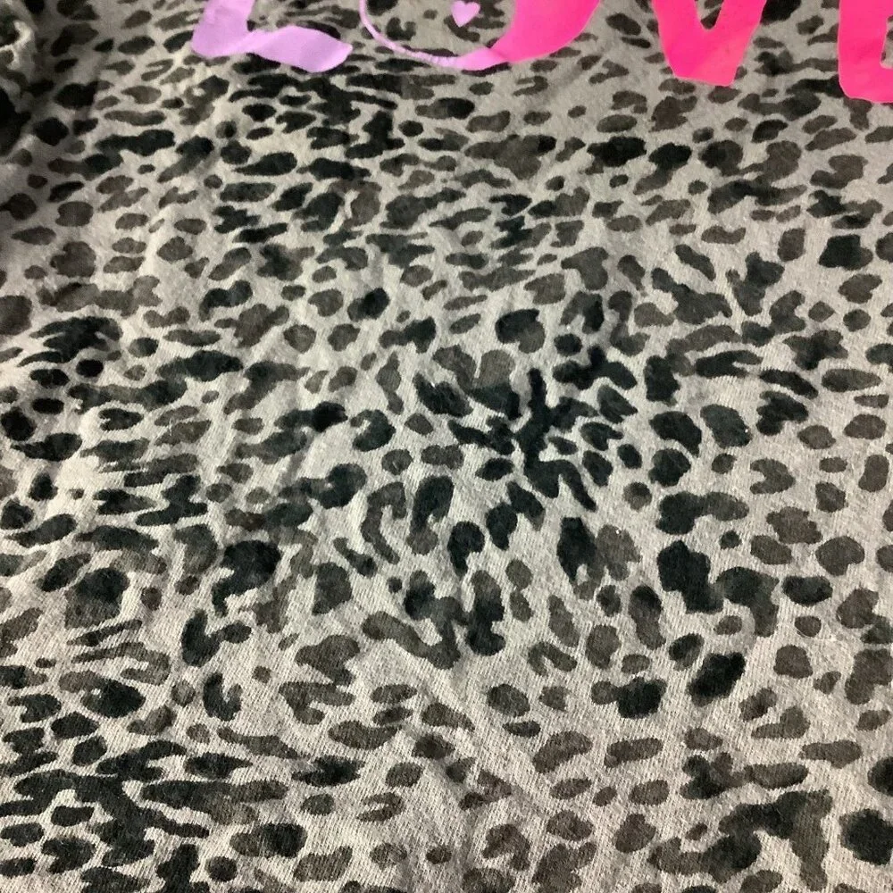 Old Navy‎ Girls Leopard Print Love Graphic Shirt Long Sleeve Size M (8) Gray